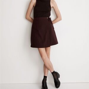 Madewell Moleskin Side-Tie Mini Skirt - Color Chocolate Raisin - Size 00